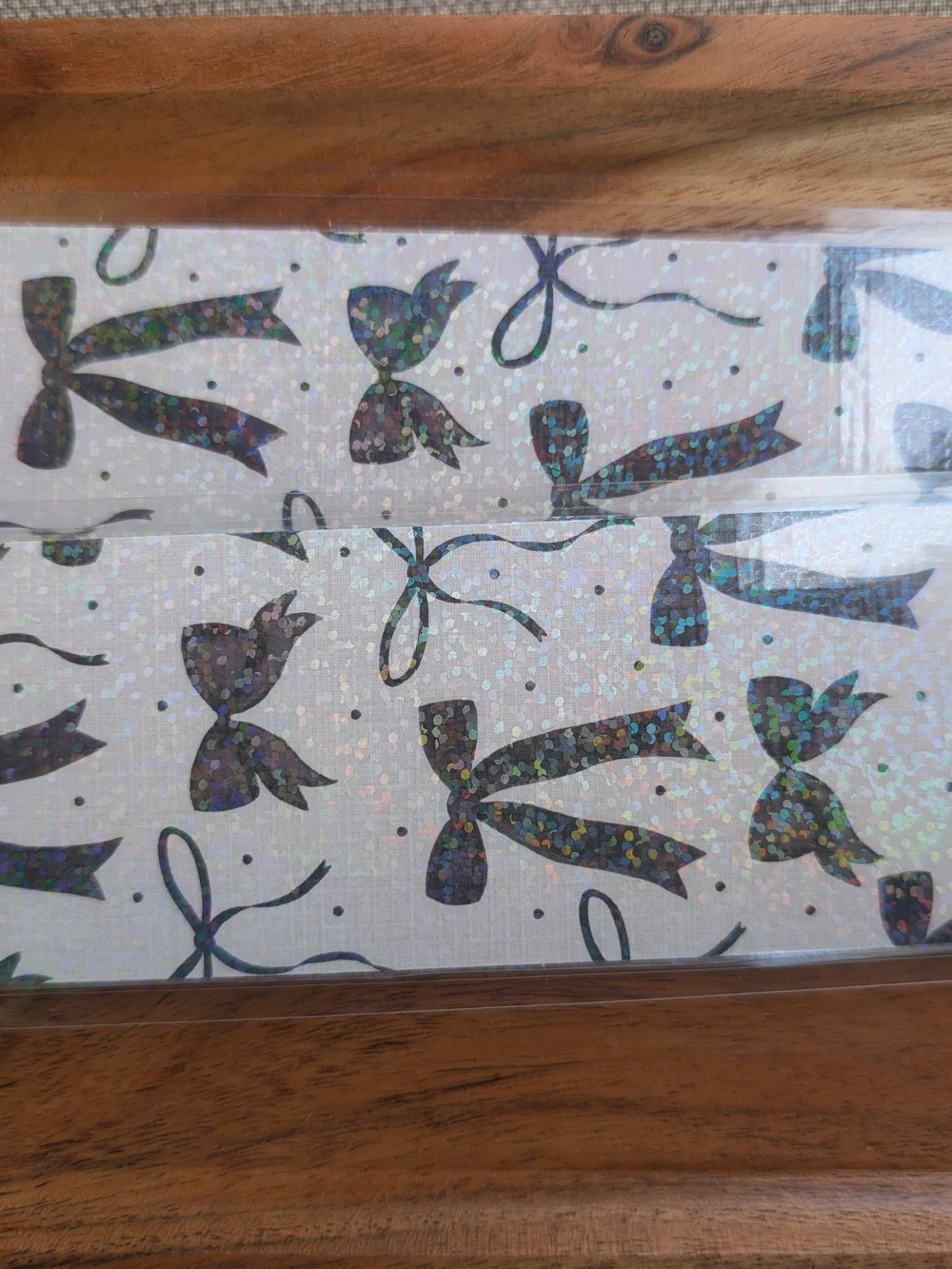 Holographic Bow Ribbon Bookmark - White and Iridescent